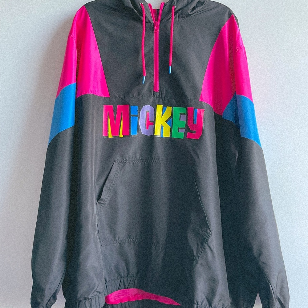 Vintage 1990s Neon Mickey Disney Windbreaker